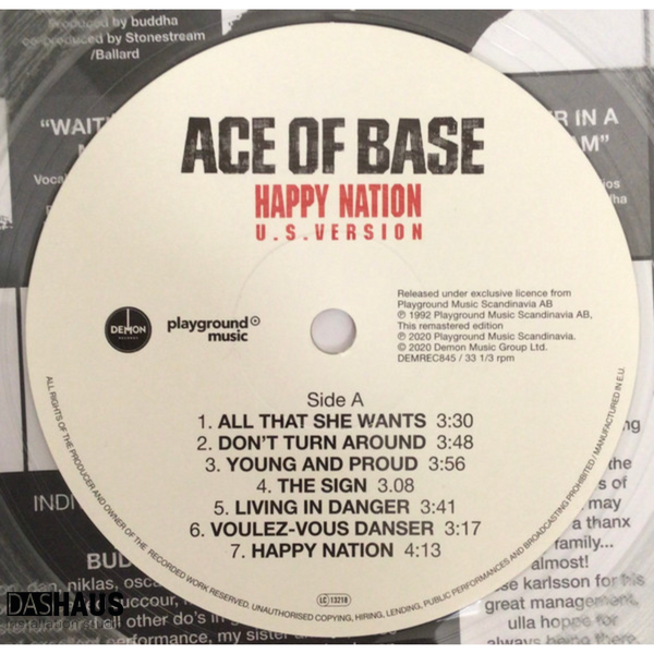 Вінілова платівка Ace Of Base &ndash; Happy Nation (U.S. Version, Transparent Vinyl, LP, 1993, Europe) DEMREC845 фото