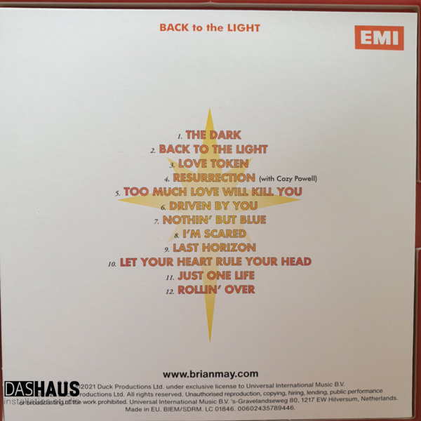 Виниловая пластинка Brian May &ndash; Back To The Light (LP + 2CD, 1992/2021, Germany, Stereo, 00602435789439) 00602435789439 фото