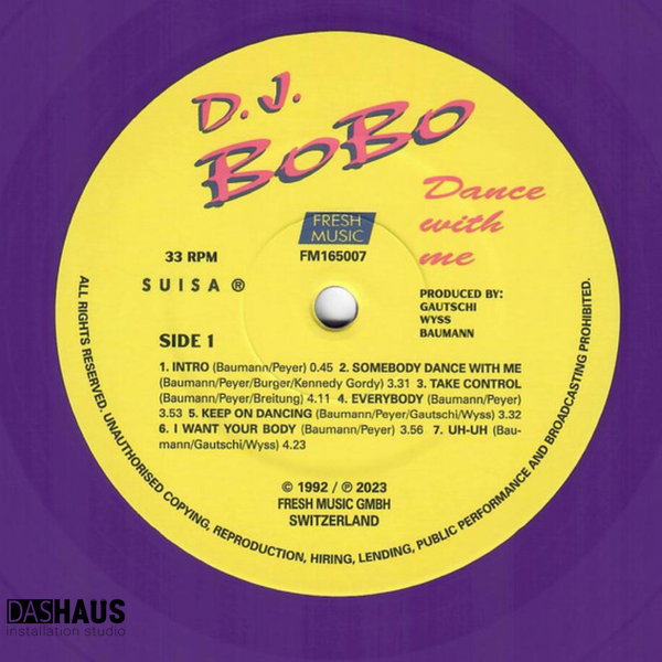 Вінілова платівка DJ BoBo &mdash; Dance With Me (LP, 1993/2023, Switzerland, FM 165007, Limited Edition, Purple Vinyl) FM 165007 фото