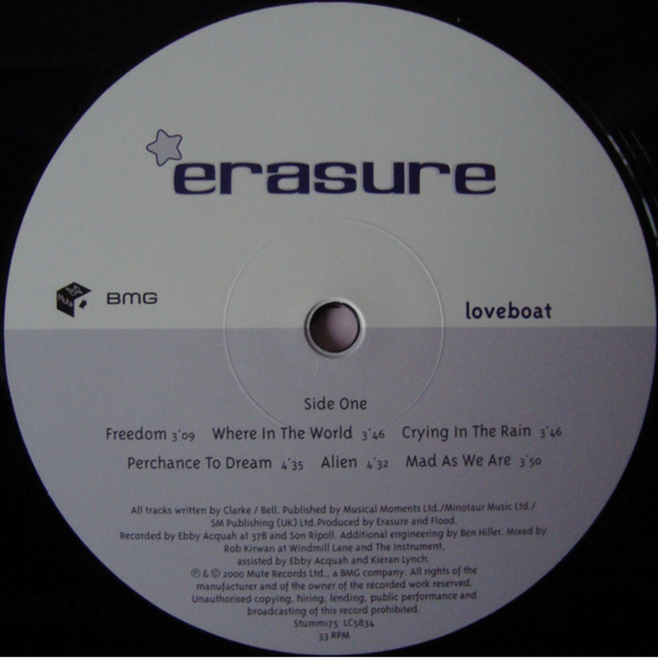 Виниловая пластинка Erasure &ndash; Loveboat (LP, 180g, Limited Reissue, 2000/2016, Germany/UK, Stumm175, Mute/BMG) Stumm175 фото