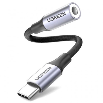 UGREEN AV161 USB Type-C Male to 3.5mm Female Audio Cable Braided Aluminum Shell, 10 cm Gray 80154 90402018 фото