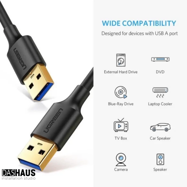 UGREEN US128 USB-A 3.0 - USB-A 3.0, 3 m Black 90576 90403225 фото