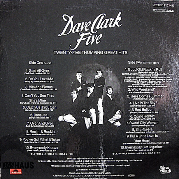 Вінілова платівка The Dave Clark Five &mdash; 25 Thumping Great Hits (LP, 1978, Germany, 2383 492) 2383 492 фото