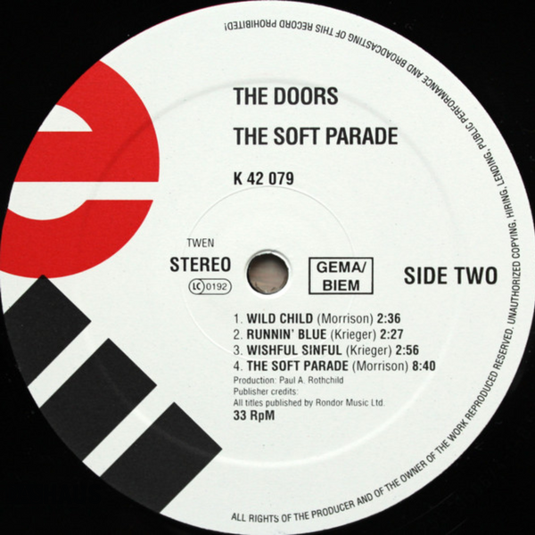 Виниловая пластинка The Doors &ndash; The Soft Parade (LP, Stereo, Reissue, 1969/1992&ndash;1998, Germany, 42079 / EKS 75 005) 42079/EKS 75 005 фото