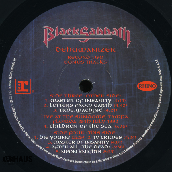 Вінілова платівка Black Sabbath &ndash; Dehumanizer (2LP, 1992/2019, US, Deluxe Edition, Reissue, Remastered, Gatefold, 180g, Stereo) R1 599496/603497850730 фото