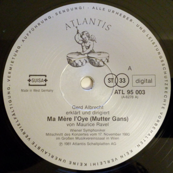 Вінілова платівка Gerd Albrecht / Maurice Ravel / Wiener Symphoniker &ndash; Ma M&egrave;re L&rsquo;Oye (Mutter Gans) (LP, 1981, Switzerland, ATL 95 003) ATL 95 003 фото