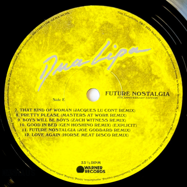 Вінілова платівка Dua Lipa &ndash; Future Nostalgia (5th Anniversary Edition) (3LP, Black + Clear w/ Yellow Splatter, 2020/2025, Germany, 5021732511706) 5021732511706 фото
