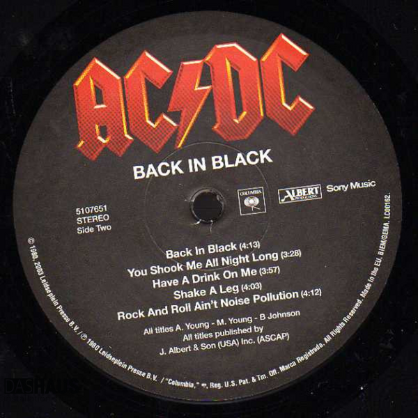 Виниловая пластинка AC/DC &ndash; Back In Black (LP, 1980/2009, Europe, 5107651, Remastered, 180g) 5107651 фото