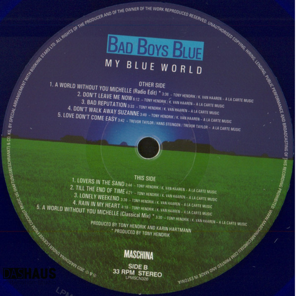 Вінілова платівка Bad Boys Blue &ndash; My Blue World (LP, 1988/2024, Estonia, Album, Reissue, 200g Blue Vinyl) LPMSCN326B фото