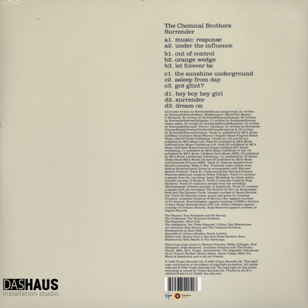 Виниловая пластинка The Chemical Brothers &ndash; Surrender (2LP, 1999/2013, Germany, Reissue, 180g, Gatefold, Stereo, 0602537540518) 0602537540518 фото
