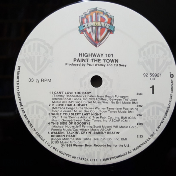 Вінілова платівка Highway 101 &ndash; Paint The Town (LP, 1989, Canada, 92 59921) 92 59921 фото