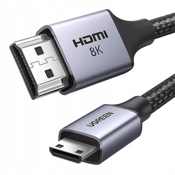 UGREEN HD163 miniHDMI to HDMI, 2 m, v2.1 UltraHD 8K-3D Braided Nylon Black 15515 90403474 фото
