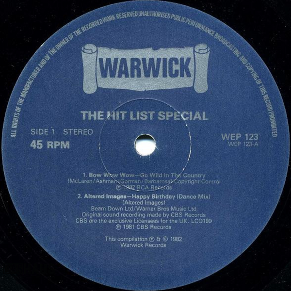 Вінілова платівка Various &ndash; The Hit List / The Hit List Special (LP + 12", 1982, UK, WW 5123 / WEP 123) WW 5123/WEP 123 фото
