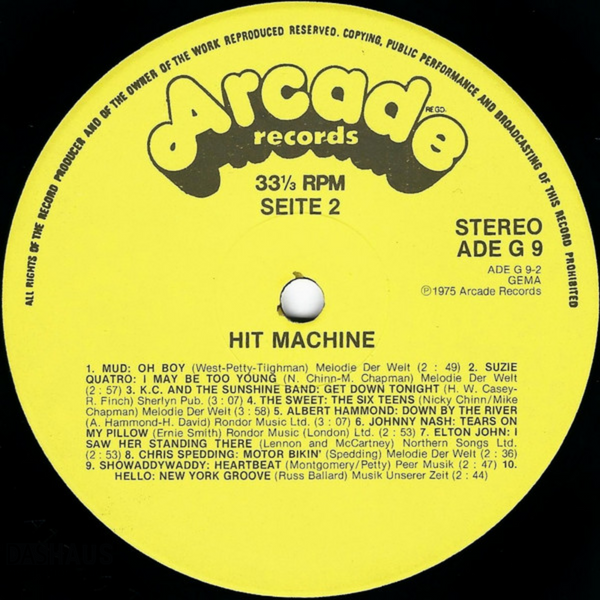 Вінілова платівка Various &ndash; Hit Machine (LP, 1975, Germany, ADE G 9) ADE G 9 фото