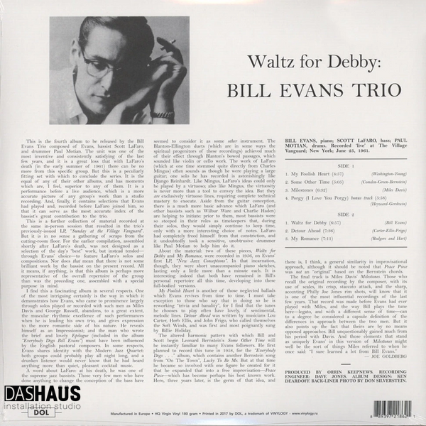 Вінілова платівка Bill Evans Trio with Scott LaFaro, Paul Motian &ndash; Waltz For Debby (LP, Pink Vinyl, 1962/2020, Europe, 180g, Limited Edition) DOL862HB фото