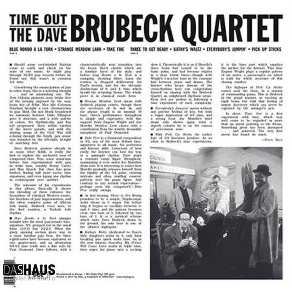 Виниловая пластинка The Dave Brubeck Quartet &ndash; Time Out (LP, 1959/2017, Europe, DOL705HG, 180g Gatefold) DOL705HG фото